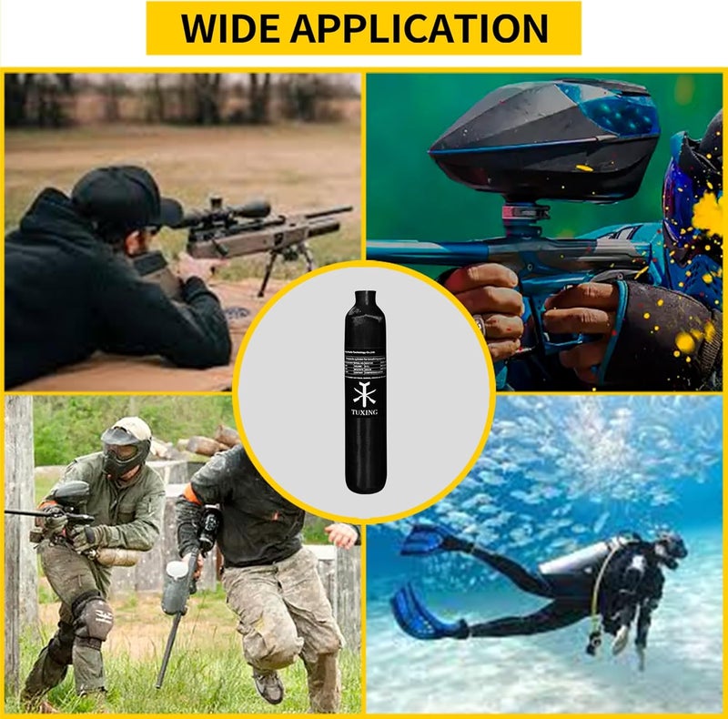 TUXING 4500Psi Pcp Air Tank 0.5L 31Cu in 500cc Carbon Fiber HPA Tank,Gas Cylinder,Paintball Hunting for PCP Air Rifle Gun Daystate and FX Thread M18 * 1.5 - Image 3